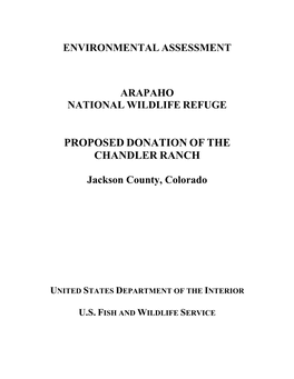 Environmental Assessment, Arapaho National Wildlife Refuge, Proposed