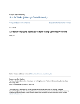 Modern Computing Techniques for Solving Genomic Problems