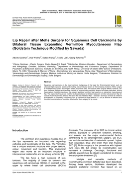 Lip Repair After Mohs Surgery for Squamous Cell Carcinoma by Bilateral Tissue Expanding Vermillion Myocutaneous Flap (Goldstein Technique Modified by Sawada)