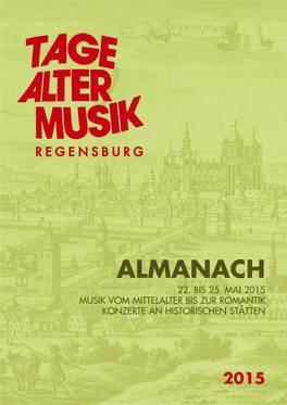 Almanach Der Tage Alter Musik Regensburg 2015