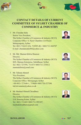 Contact Details of Current Committee of Sylhet Chamber of Commerce & Industry