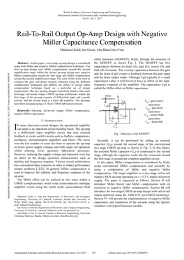 Rail-To-Rail Output Op-Amp Design with Negative Miller Capacitance Compensation Muhaned Zaidi, Ian Grout, Abu Khari Bin A’Ain