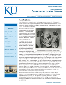 Fall 2016 Kress Foundation Department of Art History