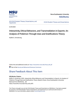Interactivity, Ethical Behaviors, and Transmediation in Esports: an Analysis of Pokémon Through Uses and Gratifications Theory