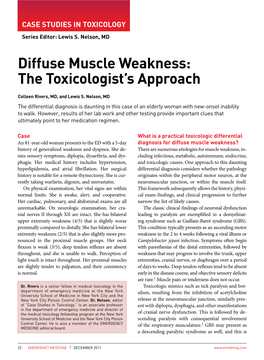 Diffuse Muscle Weakness: the Toxicologist's Approach