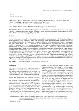 Intestinal Uptake of 6(R)-L-Ery¿/?Ro-Tetrahydrobiopterin Is Distinct from the Liver-Type MTX-Sensitive Accumulation Process