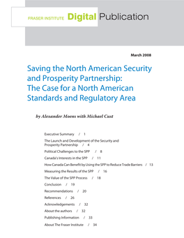 Saving the North American Security and Prosperity Partnership: the Case for a North American Standards and Regulatory Area