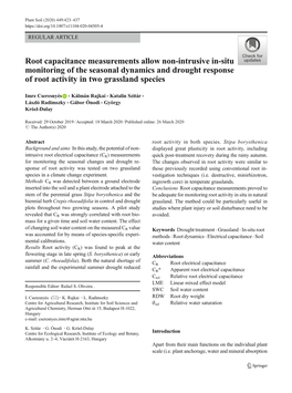 Root Capacitance Measurements Allow Non-Intrusive In-Situ Monitoring of the Seasonal Dynamics and Drought Response of Root Activity in Two Grassland Species