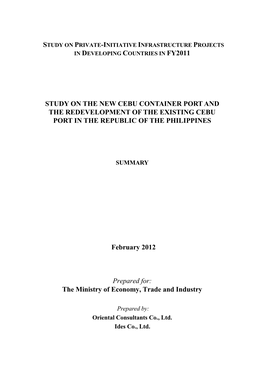 Study on the New Cebu Container Port and the Redevelopment of the Existing Cebu Port in the Republic of the Philippines