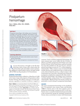 Postpartum Hemorrhage, the Early Or Primary Postpartum Hemorrhage, 1 Physician of Table 1)