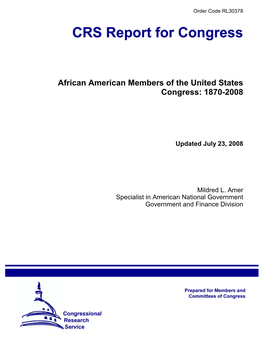 African American Members of the United States Congress: 1870-2008