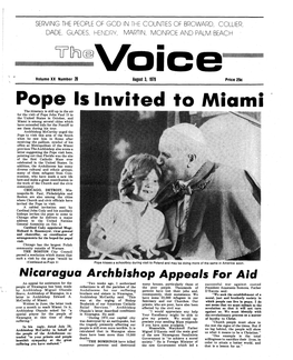 Pope Is Invited to Miami