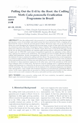 Pulling out the Evil by the Root: the Codling Moth Cydia Pomonella Eradication Programme in Brazil