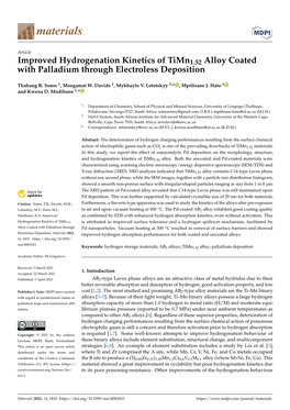 Improved Hydrogenation Kinetics of Timn1.52 Alloy Coated with Palladium Through Electroless Deposition