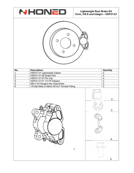 Lightweight Rear Brake Kit Civic, CR-X and Integra – HDP31-01