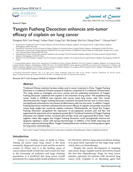 Yangyin Fuzheng Decoction Enhances Anti-Tumor Efficacy Of