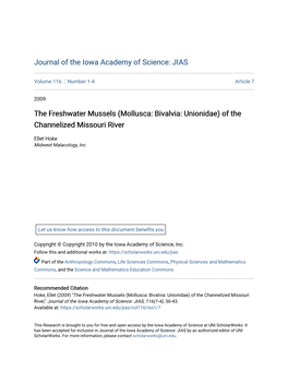 The Freshwater Mussels (Mollusca: Bivalvia: Unionidae) of the Channelized Missouri River