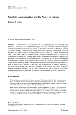 Scientific Communication and the Nature of Science