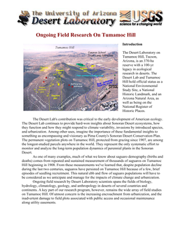 The Desert Laboratory on Tumamoc Hill, Tucson, Arizona, Is an 370-Ha Reserve with a 100-Yr Legacy in Ecological Research in Deserts