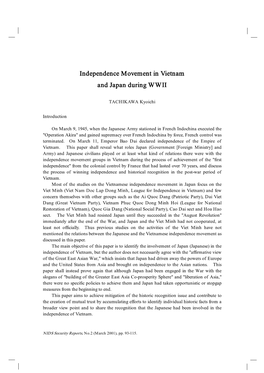 Independence Movement in Vietnam and Japan During WWII