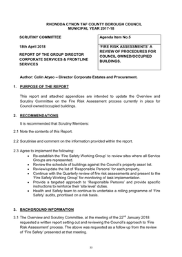 Rhondda Cynon Taf County Borough Council Municipal Year 2017-18