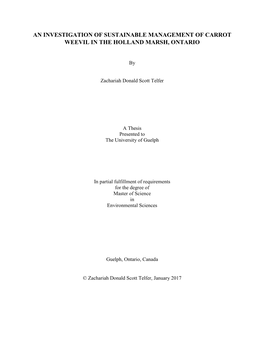 An Investigation of Sustainable Management of Carrot Weevil in the Holland Marsh, Ontario