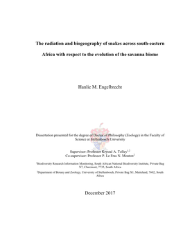 The Radiation and Biogeography of Snakes Across South-Eastern Africa with Respect to the Evolution of the Savanna Biome