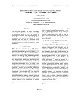 The Sonification Metaphor in Instrumental Music and Sonification’S Romantic Implications