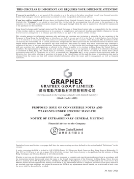 GRAPHEX GROUP LIMITED 烯石電動汽車新材料控股有限公司 (Incorporated in the Cayman Islands with Limited Liability) (Stock Code: 6128)