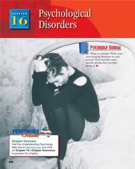 Chapter 16: Psychological Disorders