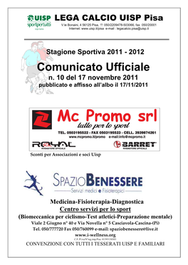 Comunicato Ufficiale N