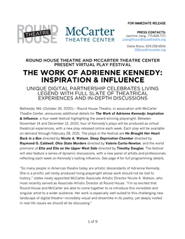 The Work of Adrienne Kennedy: Inspiration & Influence