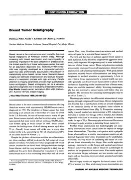 Breast Tumor Scintigraphy