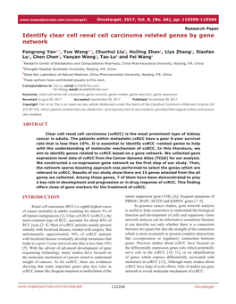 Identify Clear Cell Renal Cell Carcinoma Related Genes by Gene Network