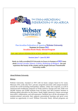 Pan-Arcadian Webster Summer 2015