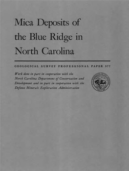 Mica Deposits of the Blue Ridge in North Carolina