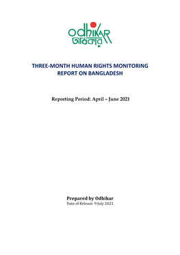 Three-Month Human Rights Monitoring Report on Bangladesh