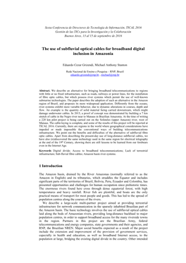 The Use of Subfluvial Optical Cables for Broadband Digital Inclusion in Amazonia