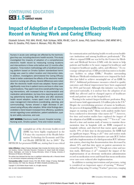 Impact of Adoption of a Comprehensive Electronic Health Record on Nursing Work and Caring Efficacy