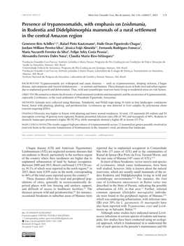 Presence of Trypanosomatids, with Emphasis on Leishmania, in Rodentia and Didelphimorphia Mammals of a Rural Settlement in the Central Amazon Region