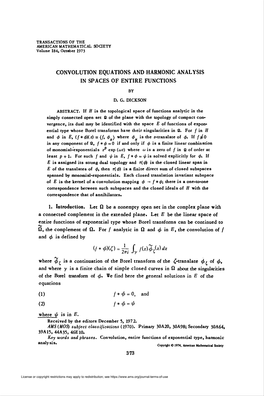 Convolution Equations and Harmonic Analysis