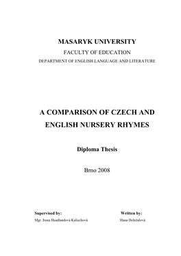 A Comparison of Czech and English Nursery Rhymes