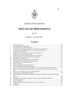 Minutes of Proceedings