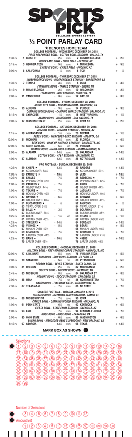 ½ Point Parlay Card