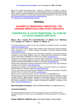 Injuries in Traditional Wrestling: the Leonese Wrestling Case Study (2005-2015)