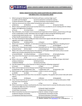 Weekly Updated Current Affairs for Week 37/(9-15-September) (2019)