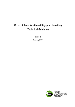 Front of Pack Nutritional Signpost Labelling Technical Guidance