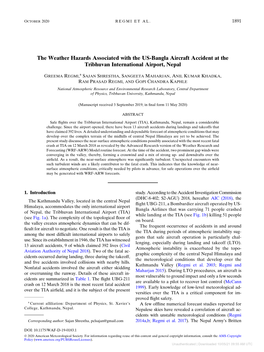 The Weather Hazards Associated with the US-Bangla Aircraft Accident at the Tribhuvan International Airport, Nepal