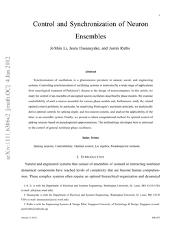 Control and Synchronization of Neuron Ensembles