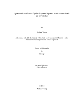 Systematics of Lower Cyclorrhaphan Diptera, with an Emphasis on Syrphidae